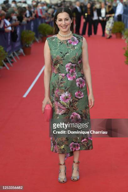 Amira Casar attends a photocall prior to the closing ceremony of the 34th Cabourg Film Festival on June 29, 2020 in Cabourg, France.