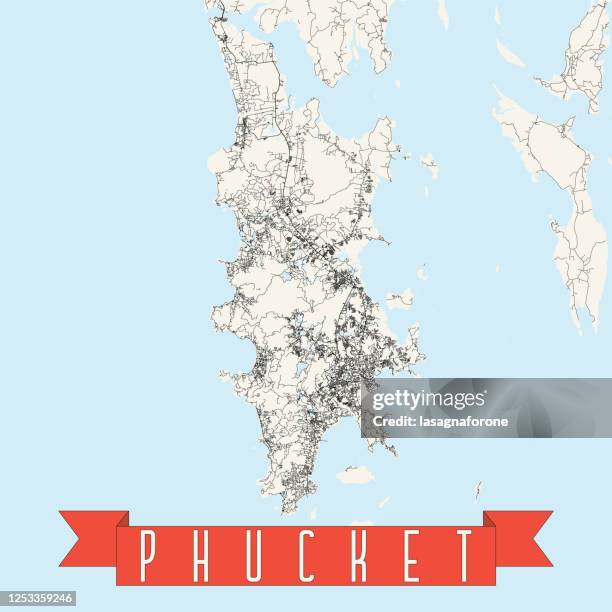 phuket, thailand vector map - krabi town stock illustrations