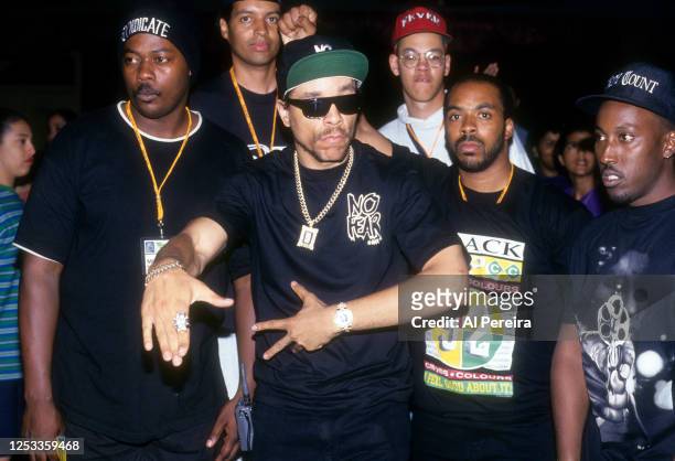 Rapper Ice-T and Body Count watch a show at The Ritz on June 19, 1992 in New York City.