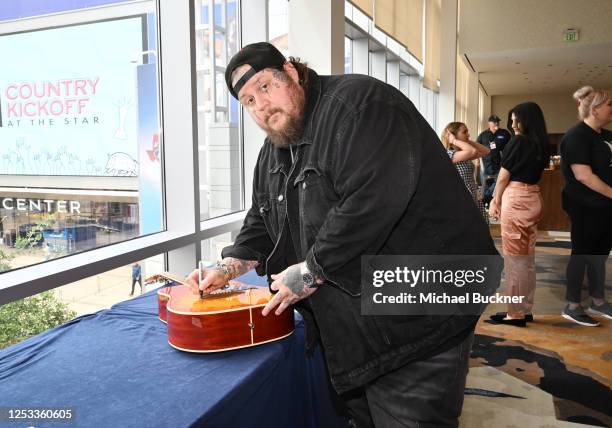 Jelly Roll at Media Row ahead of the 58th Academy of Country Music Awards from Ford Center at The Star on May 9, 2023 in Frisco, Texas.