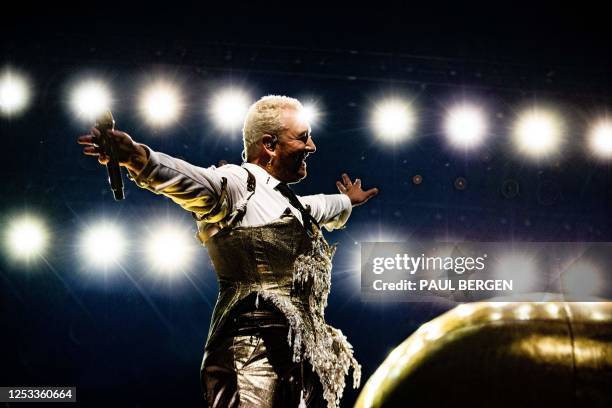 The British singer and singer-songwriter Sam Smith performs on stage at Ziggo Dome in Amsterdam on May 9, 2023. / Netherlands OUT