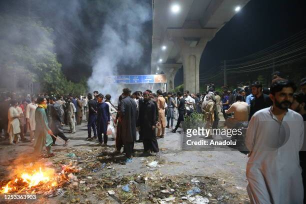 Protesters burned tires and other materials to block roads as the supporters of Former Prime Minister Imran Khan and political party Pakistan...