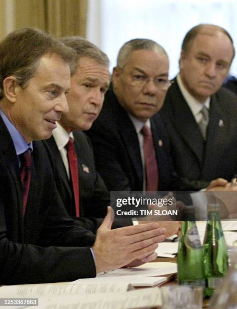 British Prime Minister Tony Blair, US President George W. Bush, US Secretary of State Colin Powell and Randall Tobias, Global Aids Co-Cordinator...