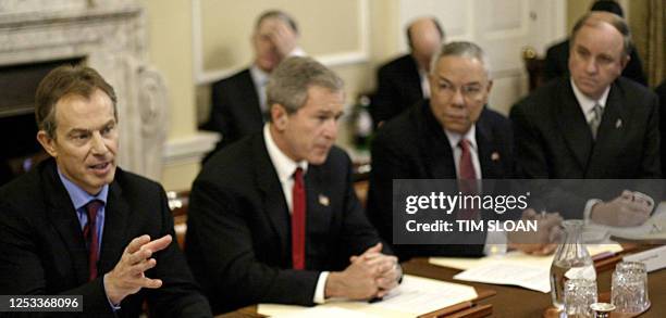 British Prime Minister Tony Blair, US President George W. Bush, US Secretary of State Colin Powell and Randall Tobias, Global Aids Co-Cordinator...