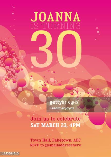 stockillustraties, clipart, cartoons en iconen met roze 30ste verjaardagsuitnodiging - 30th birthday