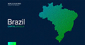 Abstract map of Brazil with circle lines