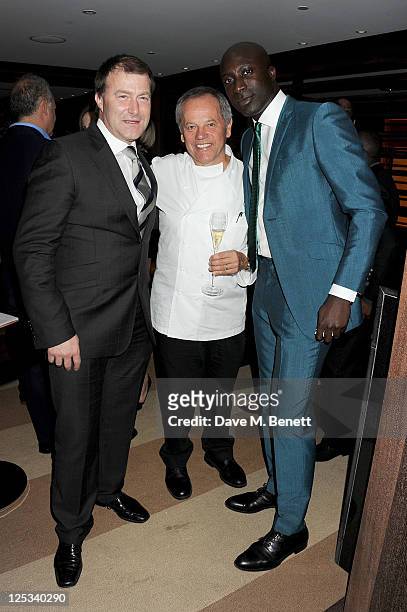 General Manager of the Dorchester Roland Fasel, Wolfgang Puck and Ozwald Boateng attend a private dinner hosted by Wolfgang Puck, his wife Gelila...