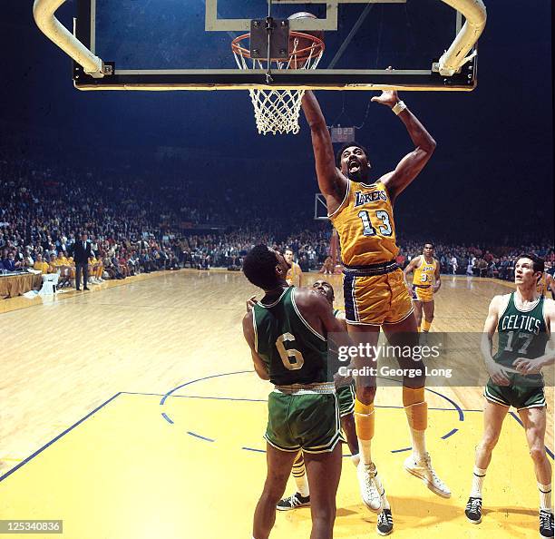 Finals: Los Angeles Lakers Wilt Chamberlain in action vs Boston Celtics at The Forum. Inglewood, CA 4/23/1969--4/25/1969 CREDIT: George Long