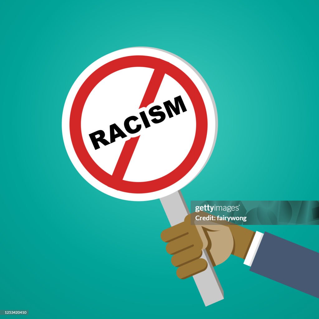 Stop Rascicm Stop Racism Conceptstop Racism Sign In Businessmans Hand High-Res ...