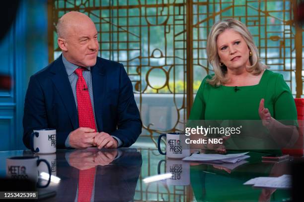 Pictured: Mark Leibovich, Staff Writer, The Atlantic, and Sara Fagen, Republican Strategist, appear on "Meet the Press" in Washington, D.C. Sunday,...