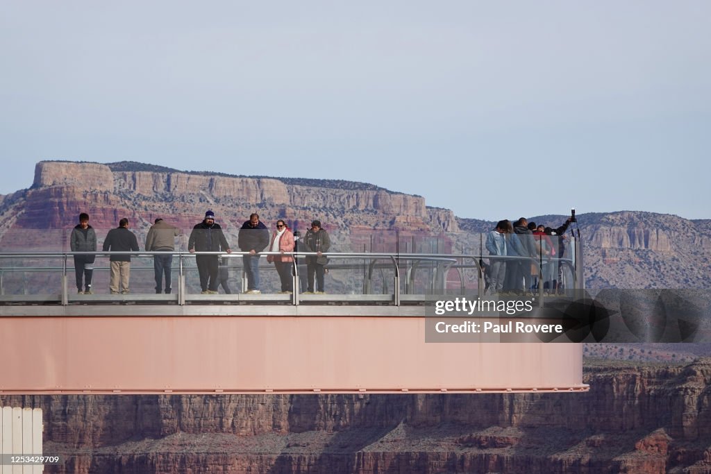 Tourists Visit The West Rim Of The Grand Canyon