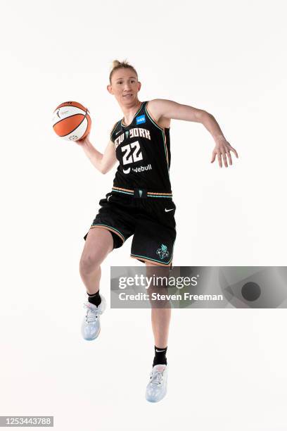 Courtney Vandersloot of the New York Liberty pose for a portrait during WNBA Media Day at Barclays Center on May 7, 2023 in Brooklyn, New York. NOTE...