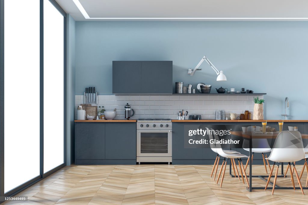 Foto moderna de estoque de cozinha e sala de jantar