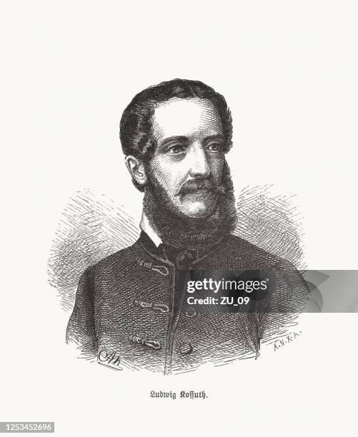 lajos kossuth (1802-1894), hungarian statesman, wood engraving, published in 1893 - louis kossuth stock illustrations