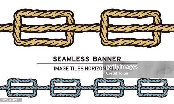 ilustrações de stock, clip art, desenhos animados e ícones de tileable rope banners on white background - amarras