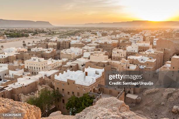 the town of shibam in hadramaut valley - yemen city stock pictures, royalty-free photos & images