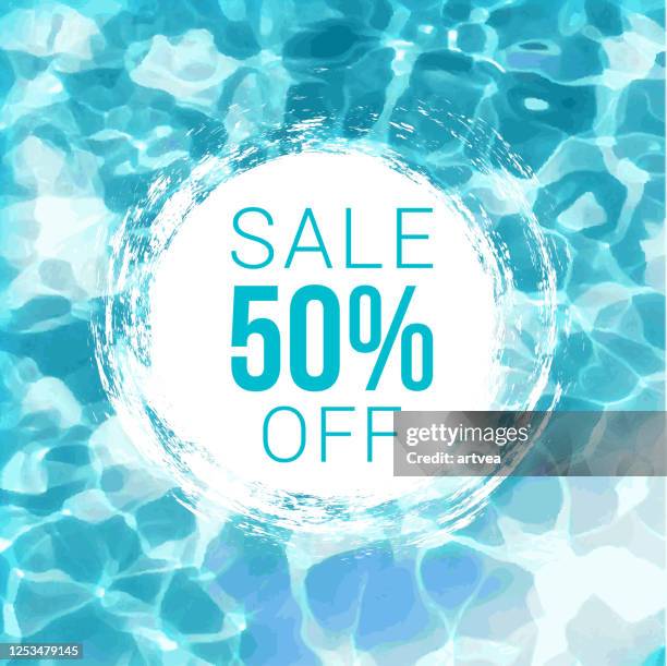 verkaufs-tag auf wasser-hintergrund - wasser sparen stock-grafiken, -clipart, -cartoons und -symbole