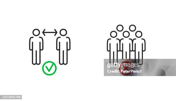 social distancing and crowd prohibited signs icons. coronavirus vector illustration - distance stock illustrations