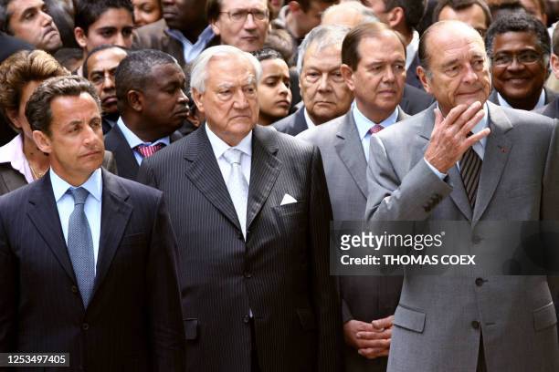 French President-elect Nicolas Sarkozy, Senate president Christian Poncelet, president of the French National Assembly, Patrick Ollier and President...