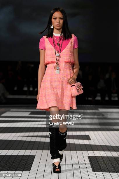 Model on the runway at Chanel Cruise 2024 Ready To Wear Fashion Show at Paramount Studios on May 9, 2023 in Los Angeles, California.
