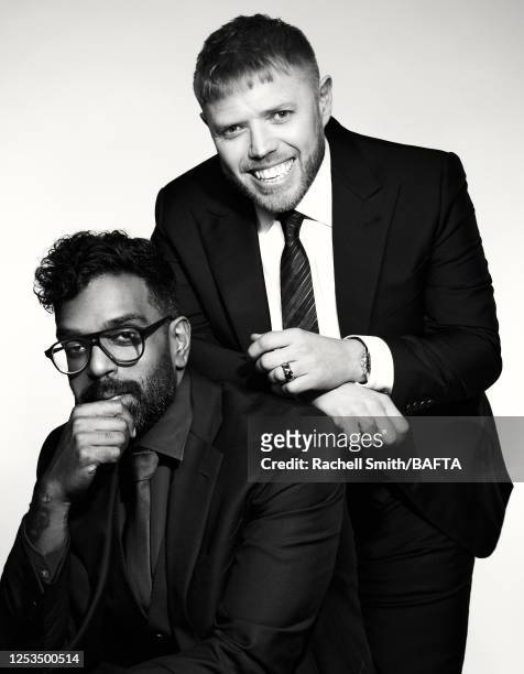 Comedians Romesh Ranganthan and Rob Beckett are photographed for BAFTA on March 30, 2023 in London, England.