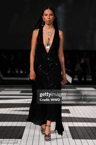 Model on the runway at Chanel Cruise 2024 Ready To Wear Fashion Show at Paramount Studios on May 9, 2023 in Los Angeles, California.