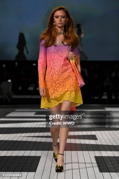 Model on the runway at Chanel Cruise 2024 Ready To Wear Fashion Show at Paramount Studios on May 9, 2023 in Los Angeles, California.