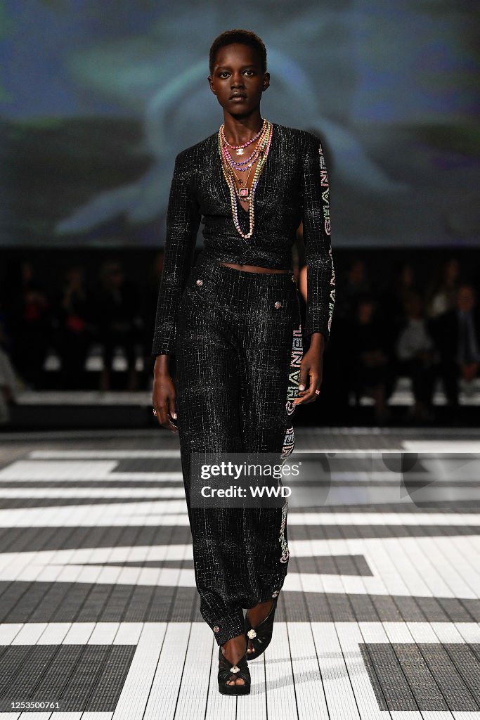A model on the runway at Chanel Cruise 2025 Ready To Wear Fashion