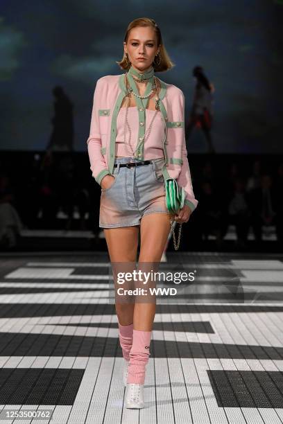 Model on the runway at Chanel Cruise 2024 Ready To Wear Fashion Show at Paramount Studios on May 9, 2023 in Los Angeles, California.