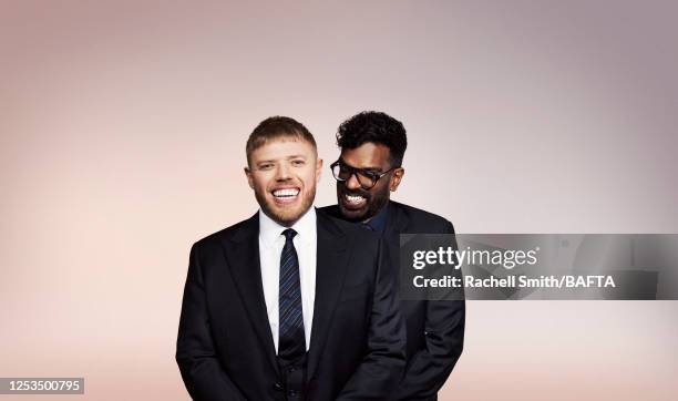 Comedians Rob Beckett and Romesh Ranganthan are photographed for BAFTA on March 30, 2023 in London, England.