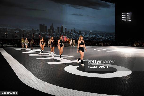 Models on the runway at Chanel Cruise 2024 Ready To Wear Fashion Show at Paramount Studios on May 9, 2023 in Los Angeles, California