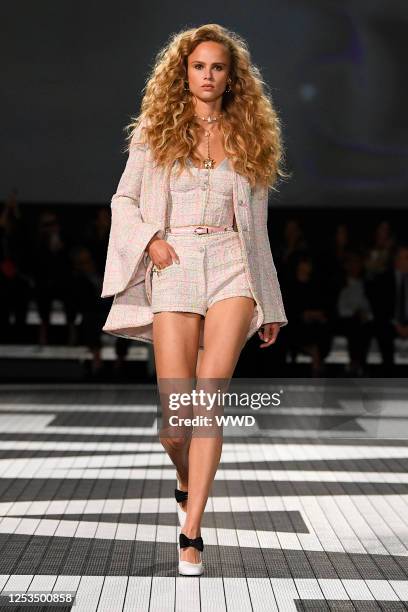 Model on the runway at Chanel Cruise 2024 Ready To Wear Fashion Show at Paramount Studios on May 9, 2023 in Los Angeles, California.