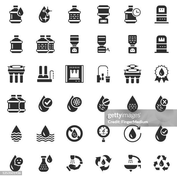 water delivery icon set - distillation stock illustrations