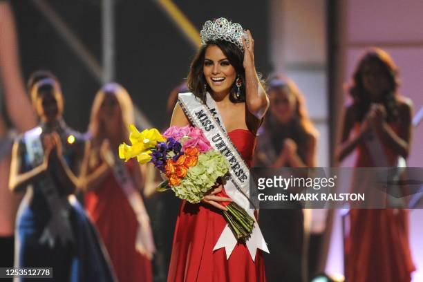 Miss Mexico Jimena Navarrete celebrates after being crowned Miss Universe during the Miss Universe 2010 Pageant Final at the Mandalay Bay Hotel in...
