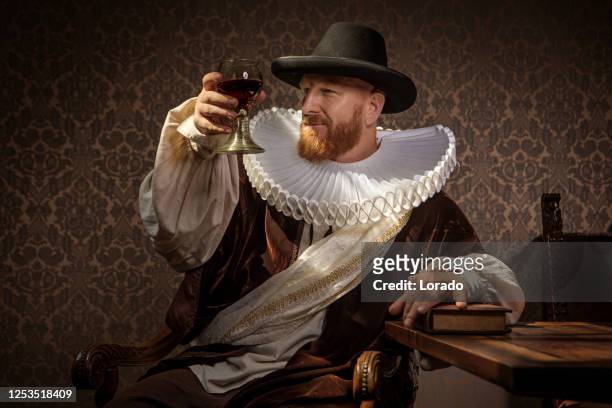portrait of a redhead traditional dutch nobleman - cosplayer stock pictures, royalty-free photos & images