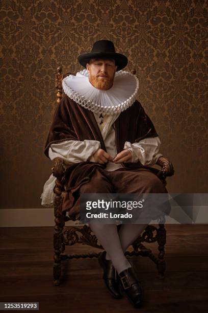 portrait of a redhead traditional dutch nobleman - renaissance stock pictures, royalty-free photos & images
