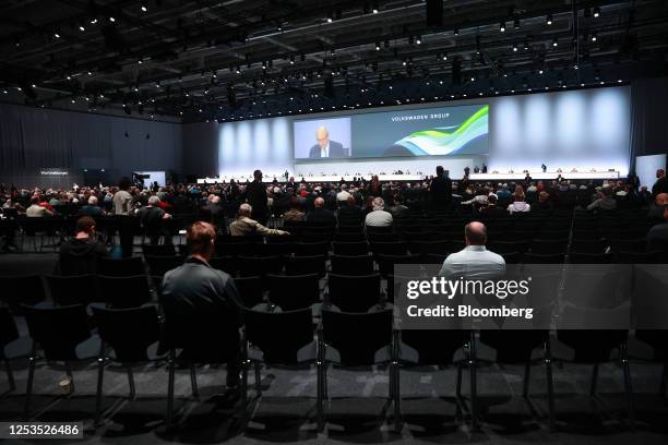 Attendees at the Volkswagen AG annual general meeting in the CityCube Berlin conference centre in Berlin, Germany, on Wednesday, May 10, 2023....