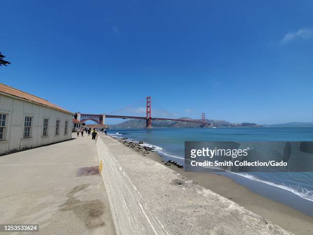 Golden Gate Bridge is visible from the San Francisco Bay Trail near Fort Point, San Francisco, California, June 28, 2020.