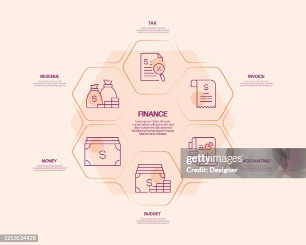 finance related process infographic template. process timeline chart. workflow layout with linear icons - loan process stock illustrations