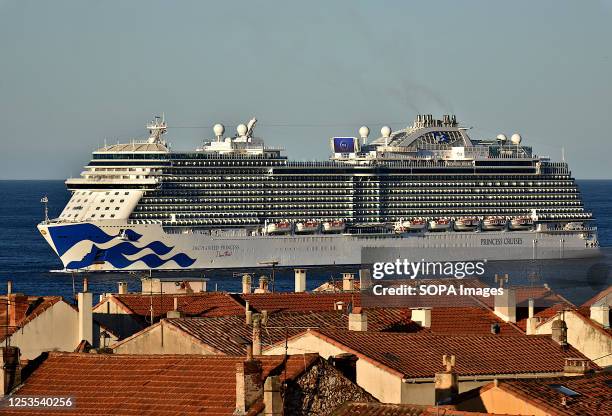 The passenger cruise ship Enchanted Princess arrives at the French Mediterranean port of Marseille.