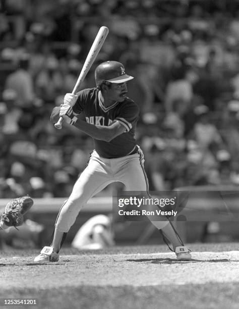 Tony Phillips of the Oakland A"u2019s bats during a MLB game at Comiskey Park in Chicago, Illinois. Phillips played for the Oakland A"u2019s from...