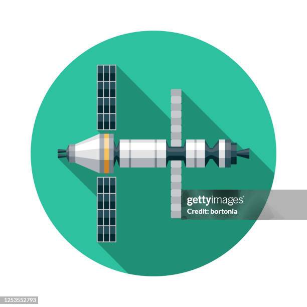 deep space habitat science fiction icon - deep space climate observatory stock illustrations