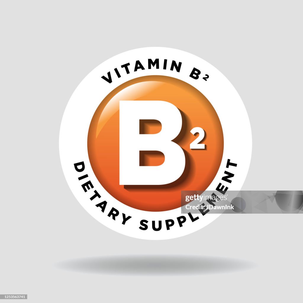 Colorful round Vitamin B2 Label or icon