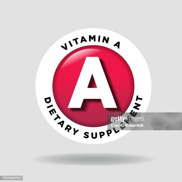 colorful round vitamin a label or icon - vitamin b complex stock illustrations