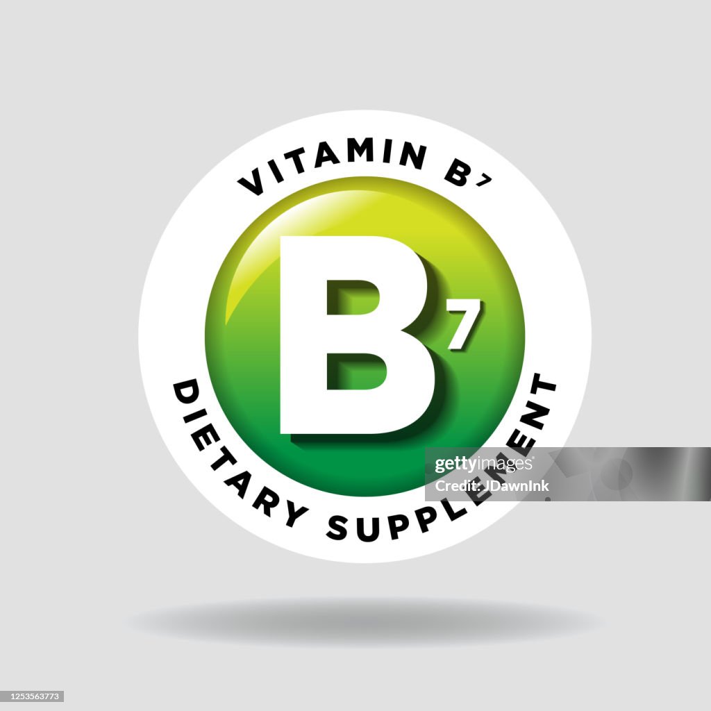 Colorful round Vitamin B7 Label or icon