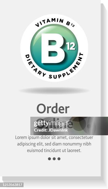 colorful round vitamin b12 horizontal banner design template - vitamin-b-complex stock illustrations