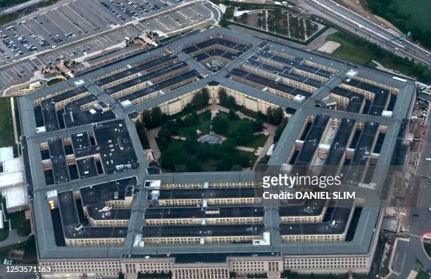 In this aerial picture the Pentagon is seen in Washington, DC, on May 10, 2023.