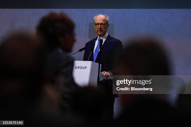 Hans Dieter Poetsch, chairman of Volkswagen AG , speaks at the Volkswagen AG annual general meeting in the CityCube Berlin conference centre in...