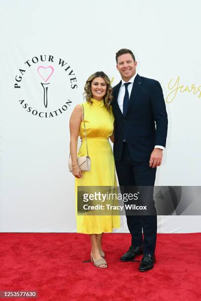 Broadcast journalist for CBS, Amanda Reiner and her husband, Bryn Renner, pose on the red carpet at the PGA TOUR Wives Association 35th Anniversary...