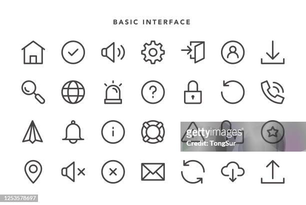 ilustraciones, imágenes clip art, dibujos animados e iconos de stock de iconos básicos de la interfaz - unlocking